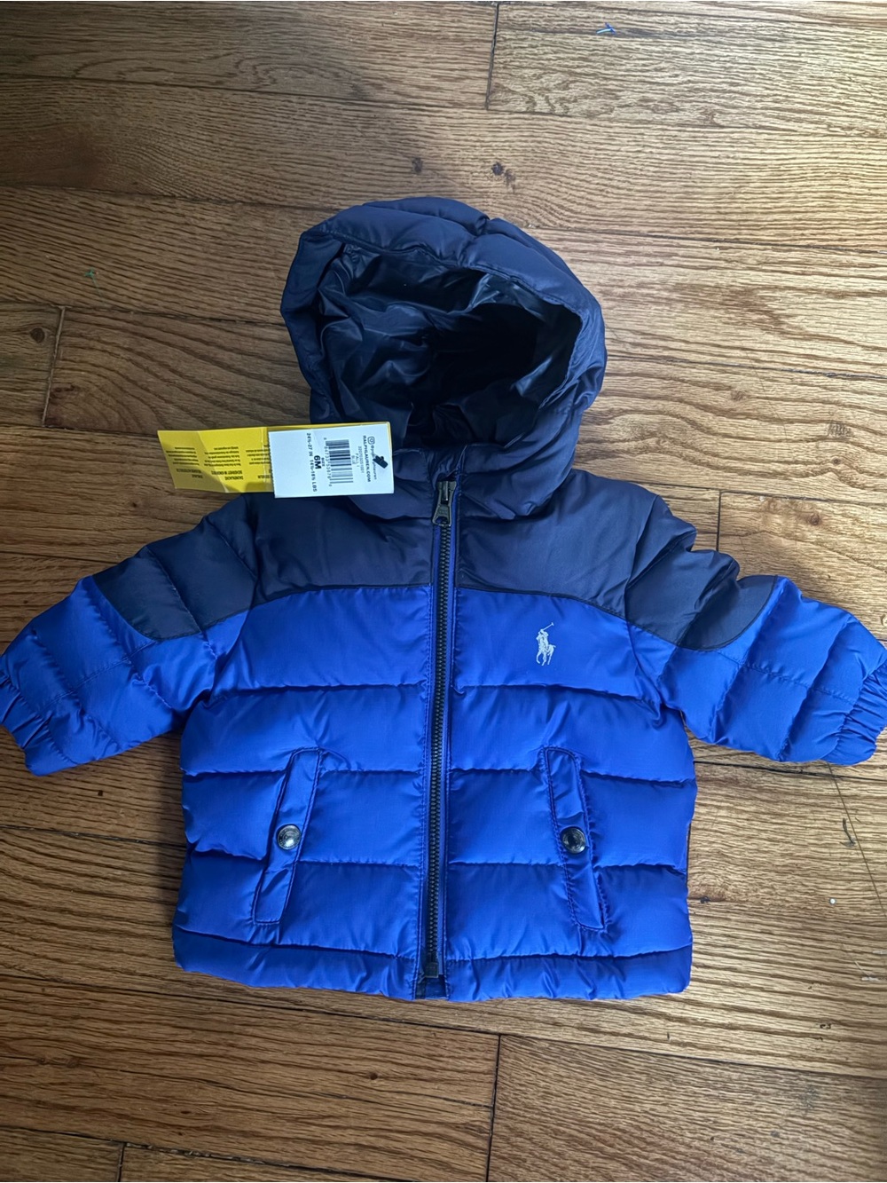 Polo by Ralph Lauren Navy and Royal Blue Puffer Jacket with Hood
